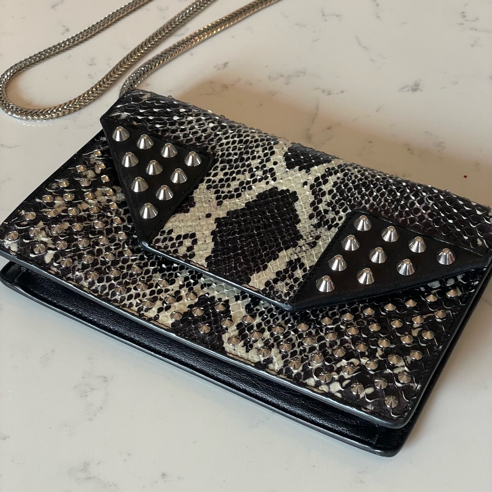 Saint Laurent Paris Black Studded Two Tone Python And Leather Betty Shoulder Bag - Picture 3 of 12